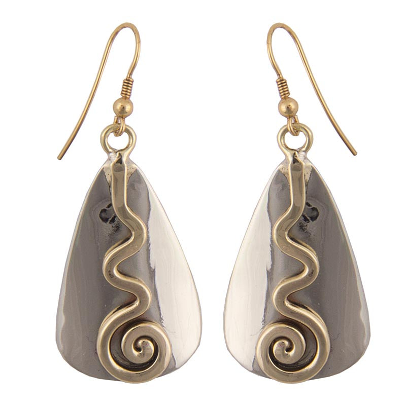 Grange Irish Jewelry Silver Two Tone Celtic Spiral Triangle Drop