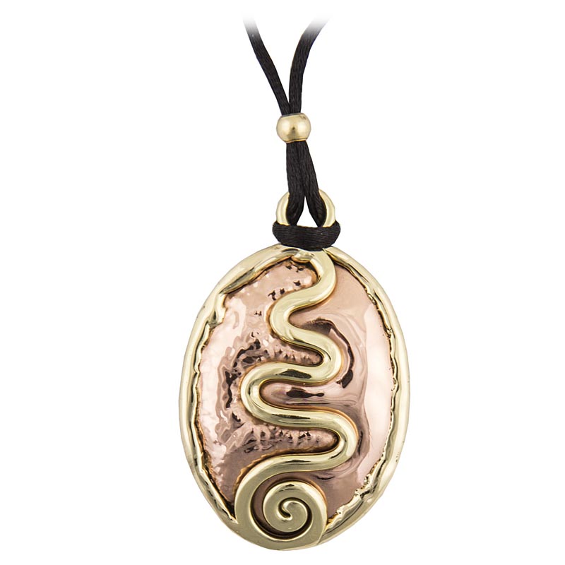 Product image for Grange Irish Jewelry - Hammered Round Copper Two Tone Celtic Spiral Pendant