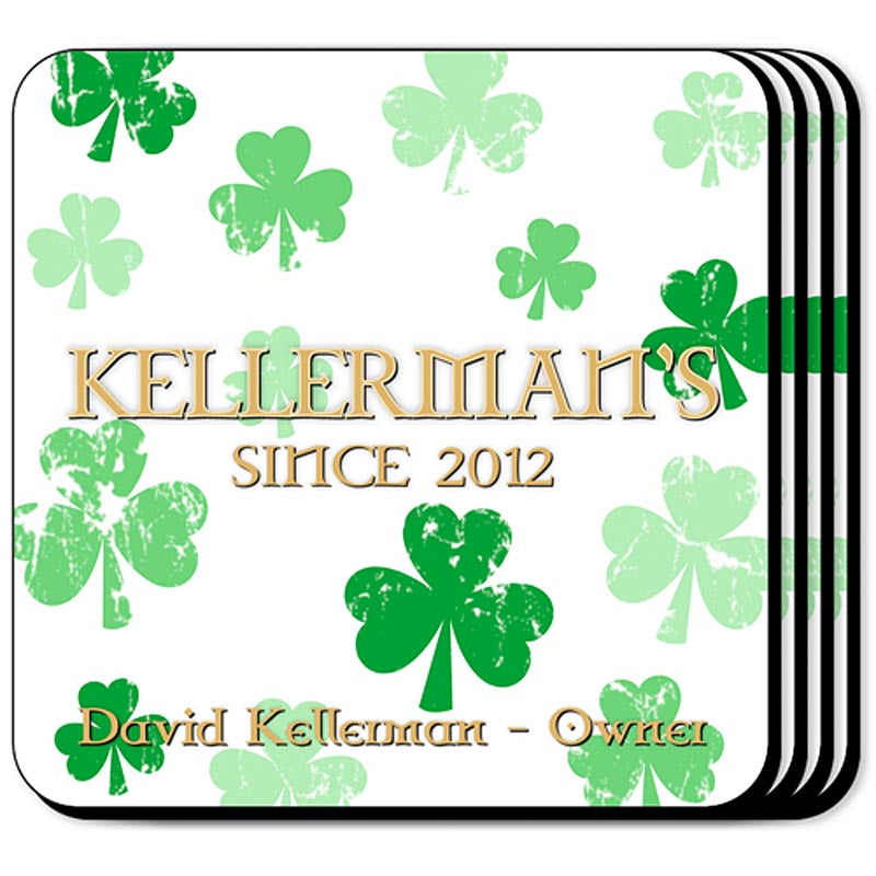 Personalized Irish Coaster Set Raining Shamrocks at JDSGC269RC
