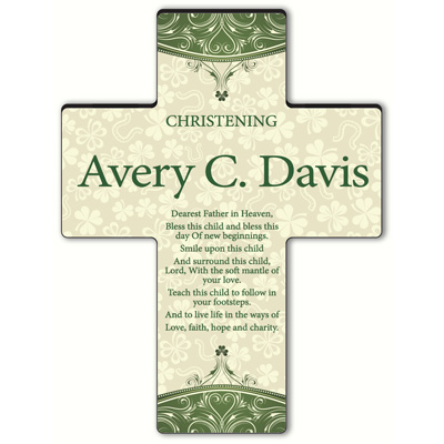 Product image for Personalized Classic Irish Cross - Gaelic Christening Blessing