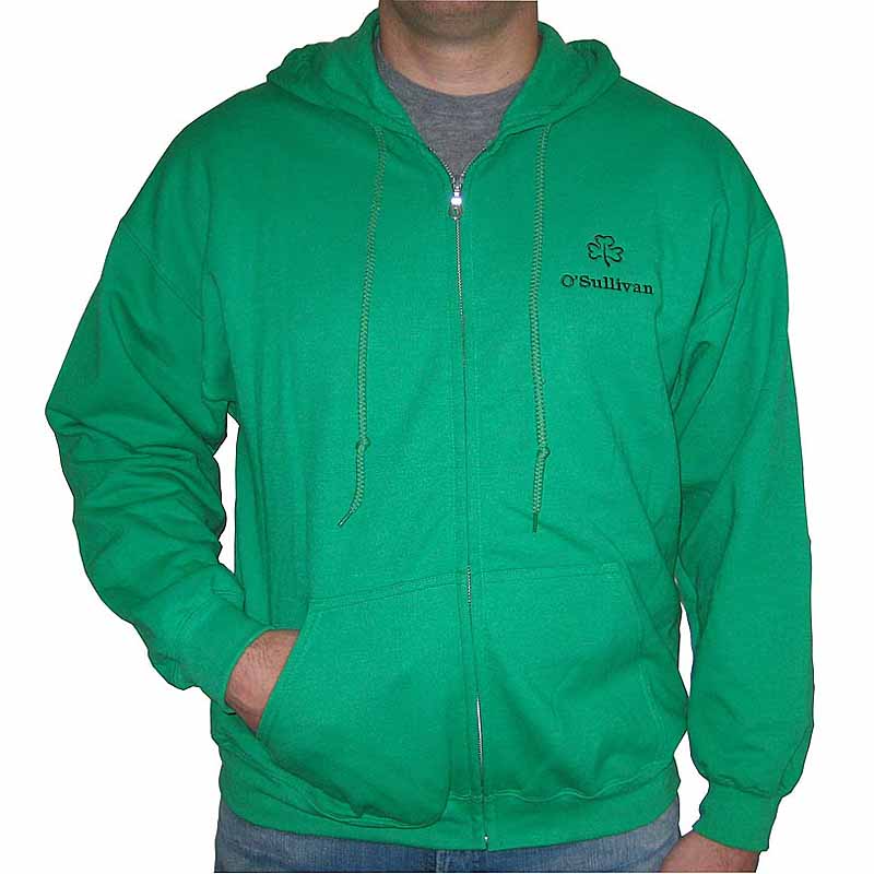 Product image for Personalized Kelly Green Full Zip Hooded Sweatshirt
