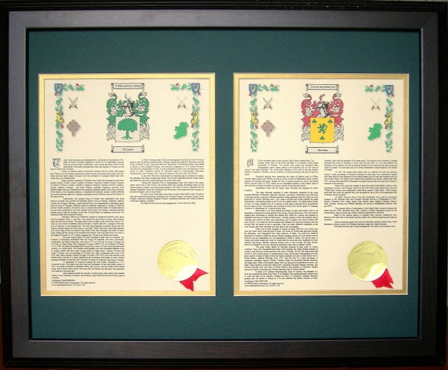 Product image for Personalized 16 x 20 His & Her Coat of Arms Matted & Framed Print