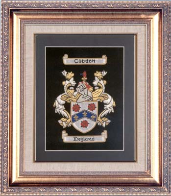Product image for Personalized Framed Irish Single Coat of Arms Hand Stitched Embroidery