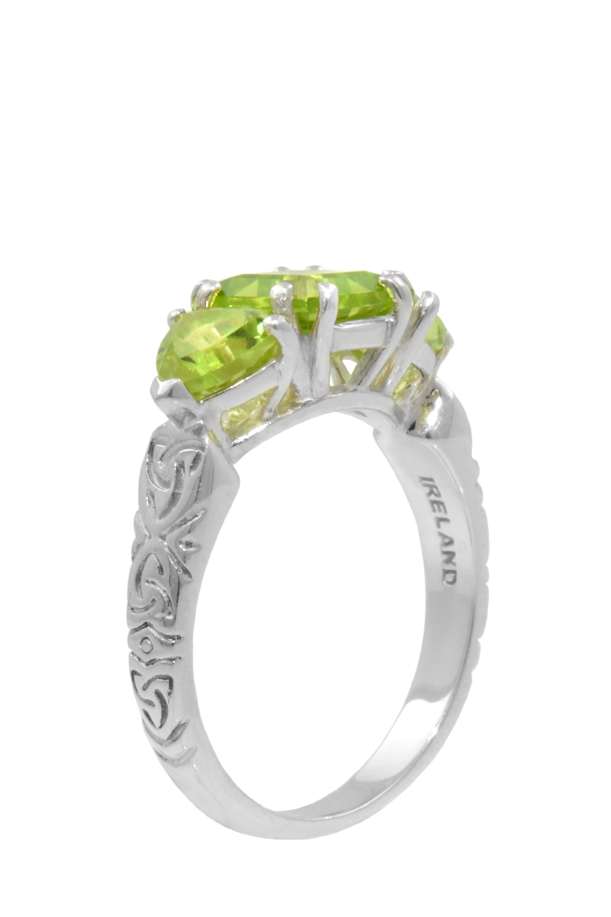 Product image for Celtic Ring - Three Stone Peridot with Celtic Knotwork Ring