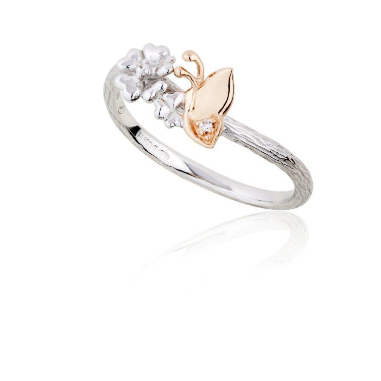 Product image for Jean Butler Jewelry - Sterling Silver Primrose & Butterfly 18k Rose Gold Plated Irish Ring
