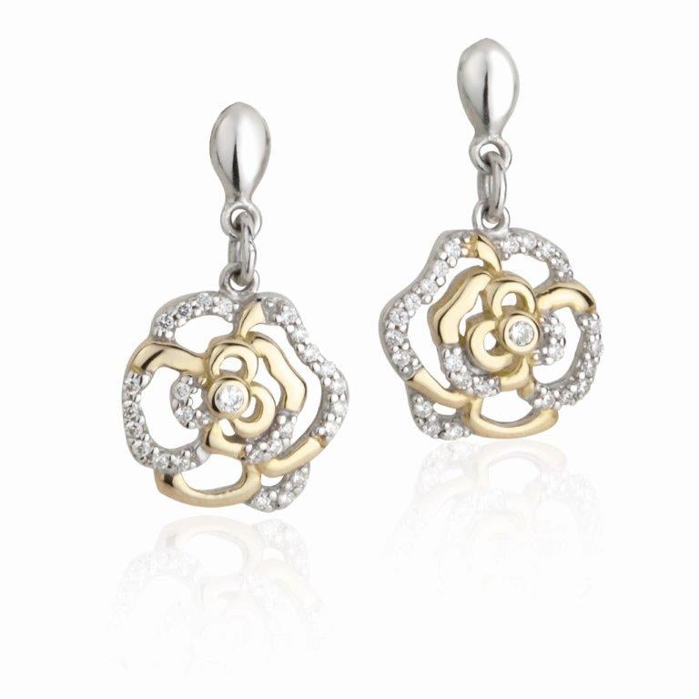 Jean Butler Jewelry - Sterling Silver Irish Rose 18k Yellow Gold Plate ...