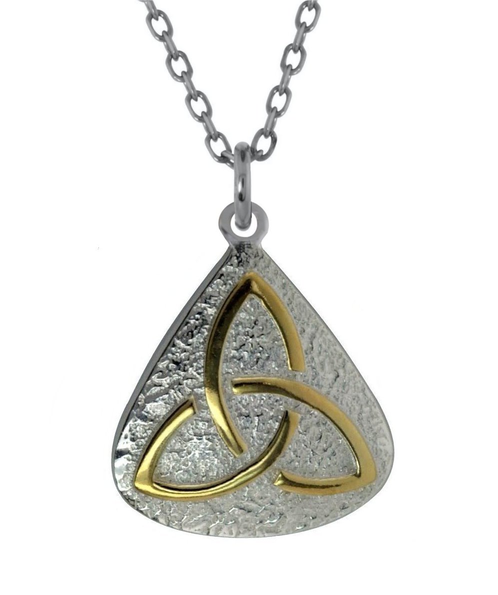 Product image for Irish Necklace - Sterling Silver with Gold Plated Trinity Knot Pendant