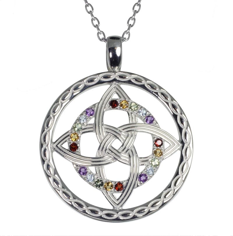 Product image for Irish Necklace - Sterling Silver Celtic Knot Rainbow Pendant