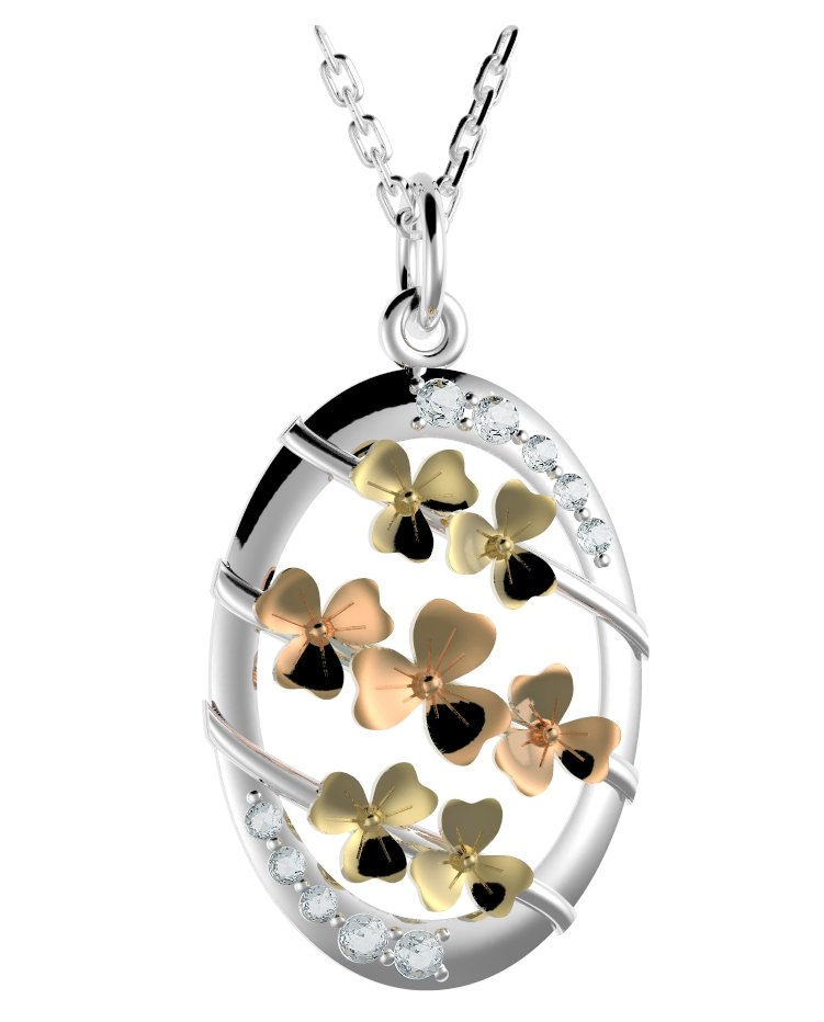 Product image for Irish Necklace - Sterling Silver Shamrock Ribbon Pendant