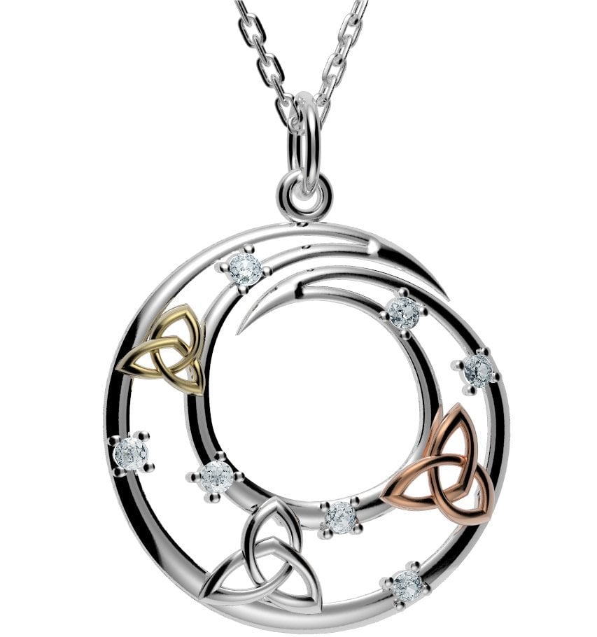 Product image for Irish Necklace - Sterling Silver Trinity Knot Circle Pendant