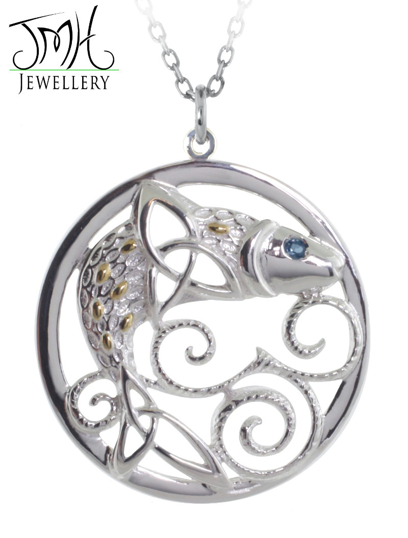 Product image for Irish Necklace - Sterling Silver 'The Legend of the Salmon of Knowledge' Pendant
