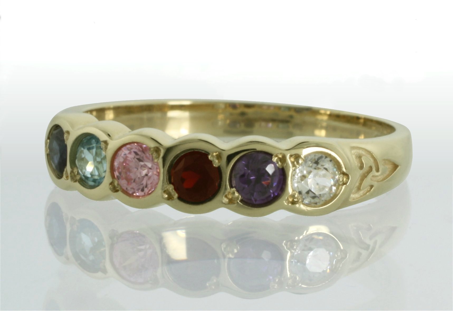 Product image for Family Birthstone Trinity Knot Ring - 6 Stones