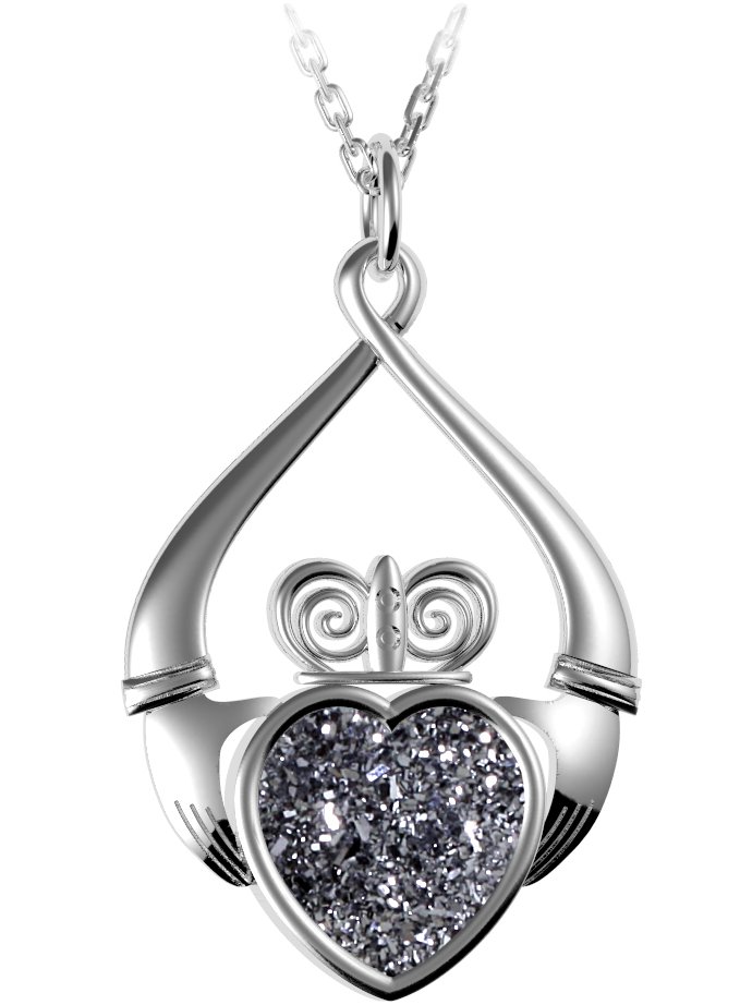 Product image for Irish Necklace - Claddagh Black  Drusy Pendant