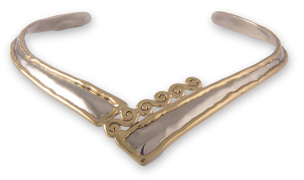 Product image for Grange Irish Jewelry - Two Tone Spiraled 'V' Torque Necklace
