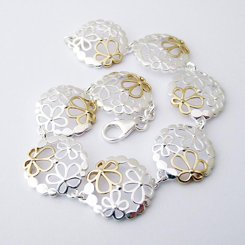 Product image for Jean Butler Jewelry Irish Bracelet - Sterling Silver Wild Flowers Irish Bracelet