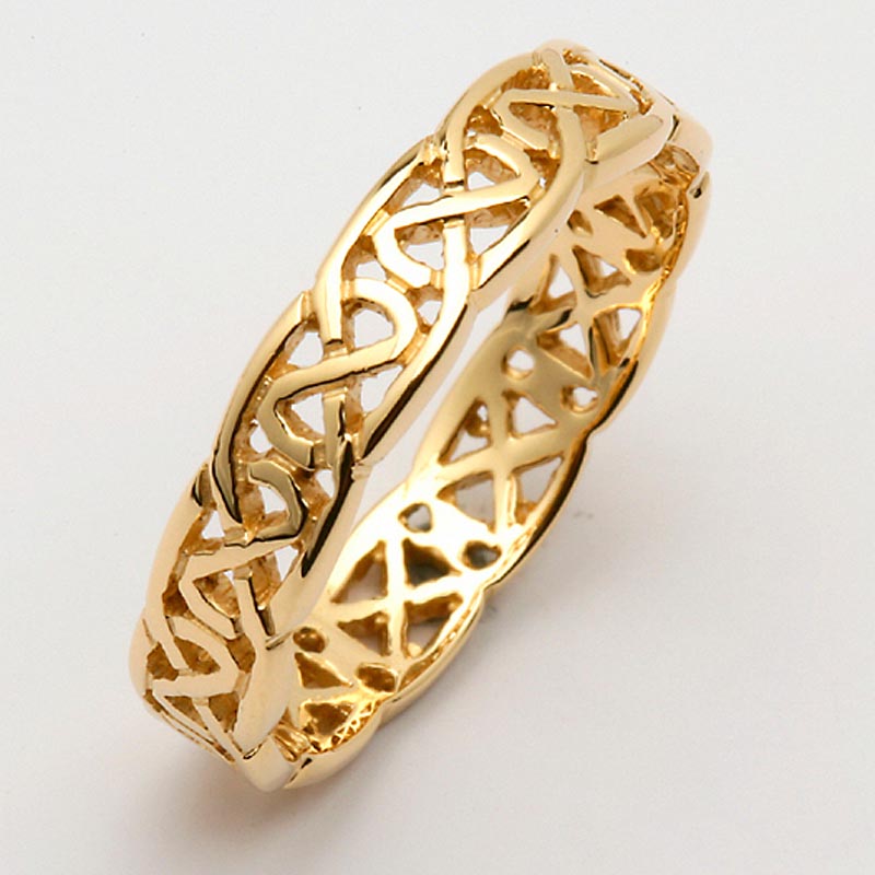 Product image for Irish Wedding Ring - Celtic Knot Narrow Pierced Sheelin Mens Wedding Band