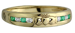 Product image for Claddagh Ring - Ladies 10k Gold with Emerald and CZ Claddagh Eternity Ring