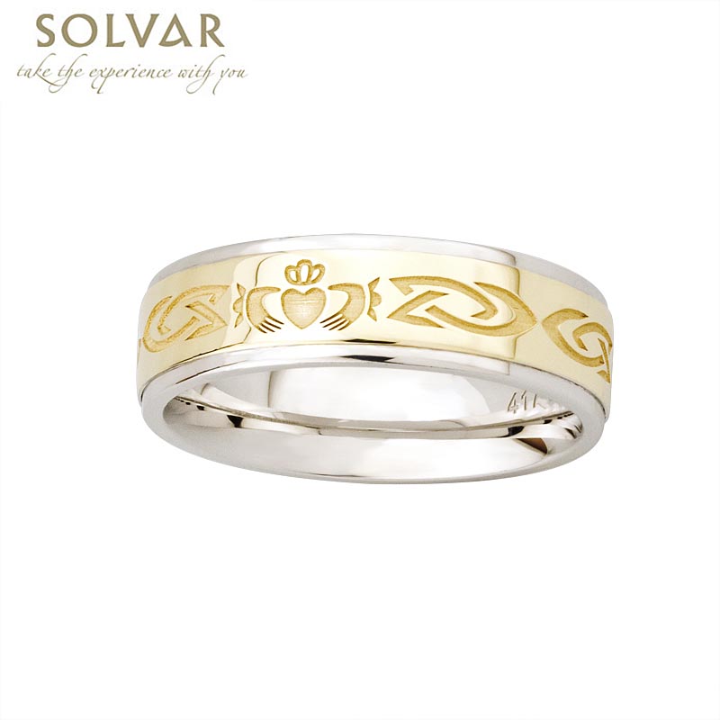 Product image for Claddagh Ring - 10k Gold and Sterling Silver Celtic Knot Ladies Claddagh Ring