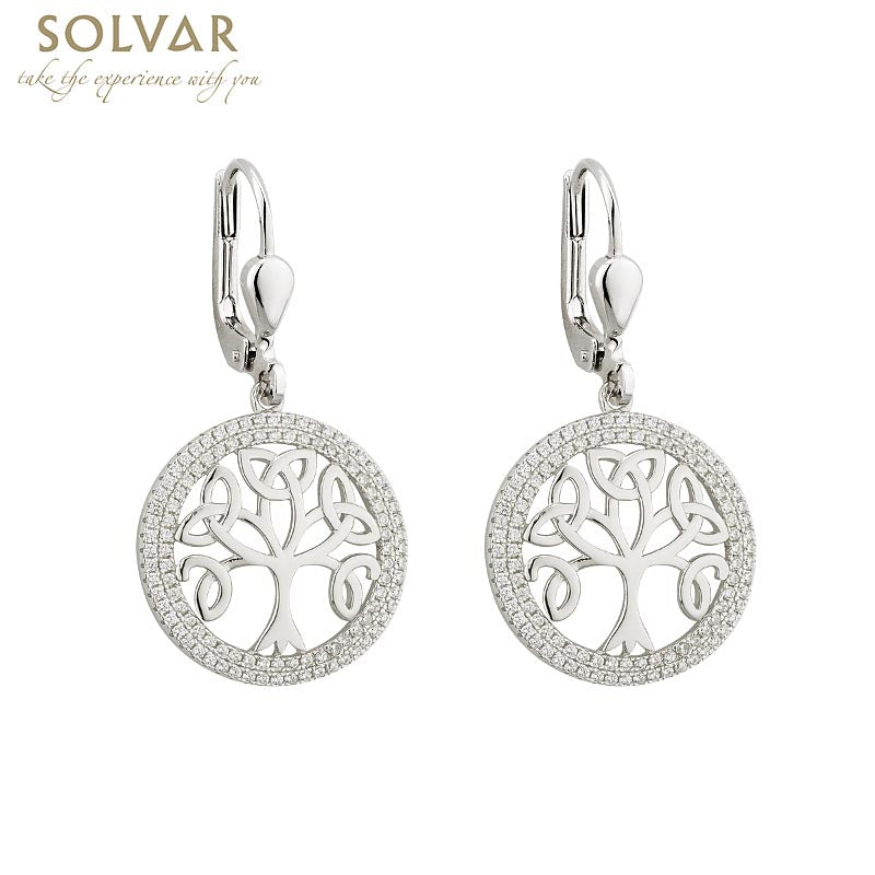 Celtic Earrings Tree of Life Sterling Silver Irish Drop Earrings at