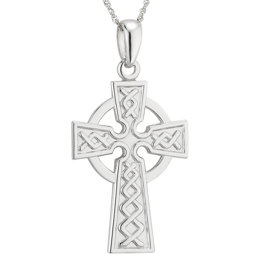 10k White Gold Filigree Celtic Cross | Irish Gold Cross