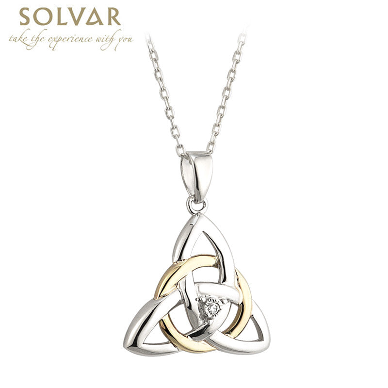 Irish Necklace 10k Gold Diamond Sterling Silver Celtic Knot Pendant