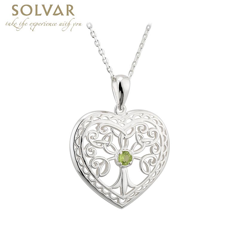 Product image for Irish Necklace - Sterling Silver Crystal Heart Tree of Life Pendant