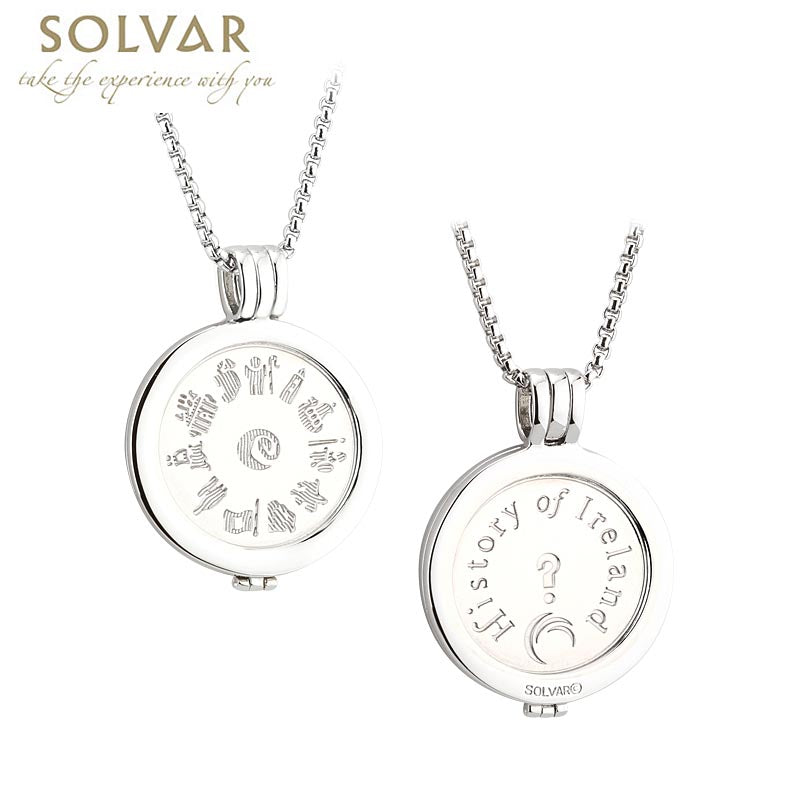 Irish Necklace Sterling Silver History of Ireland Coin Pendant at