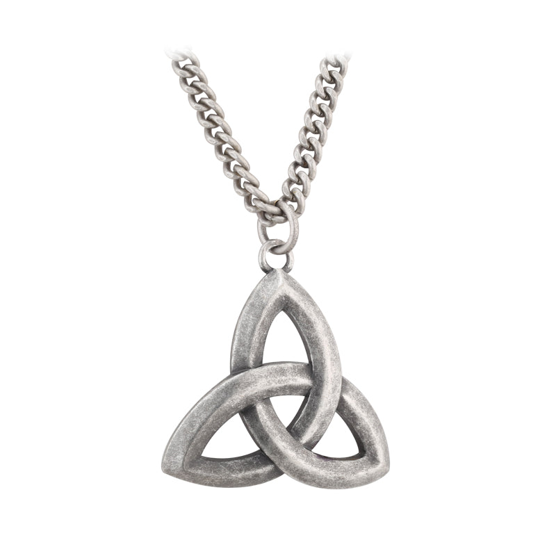 Irish Mens Pendant Trinity Knot Pewter Style Heavy Pendant on 26 inch