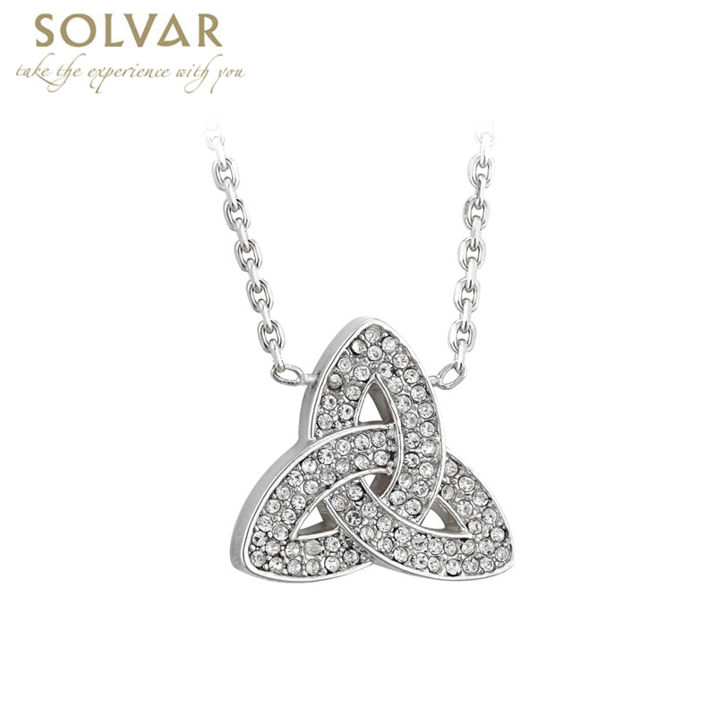 Product image for Irish Necklace - Rhodium Plated Crystal Trinity Knot Pendant