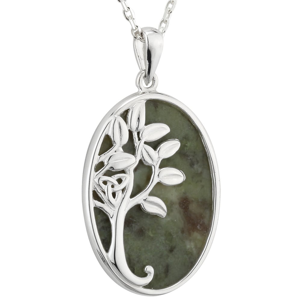Details about   Irish Connemara Marble Necklace w/Silver Plate Chain Light Green