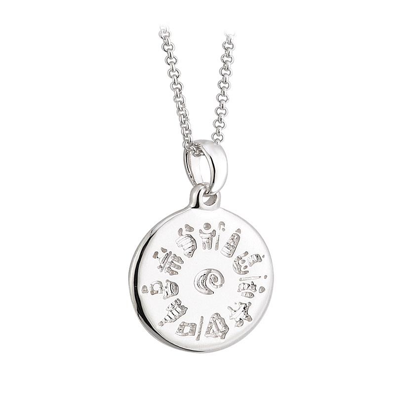 Product image for Irish Necklace - History of Ireland Sterling Silver Disc Irish Pendant