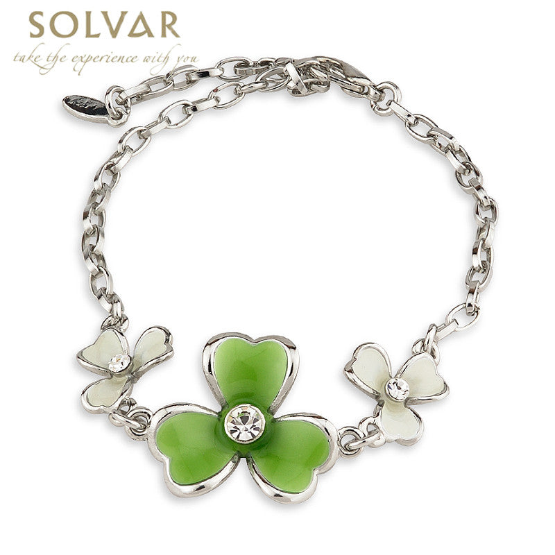 Irish Bracelet 3 Shamrock Crystal and Enamel Bracelet at