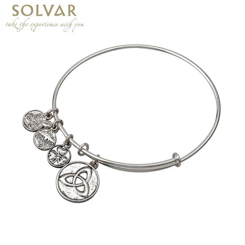 Irish Bracelet Silver Tone Trinity Knot Charm Irish Symbols