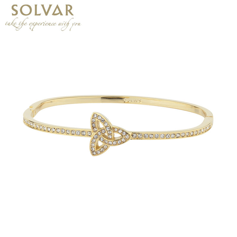Irish Bracelet 18k Gold Plated Trinity Knot Bangle with Crystals at