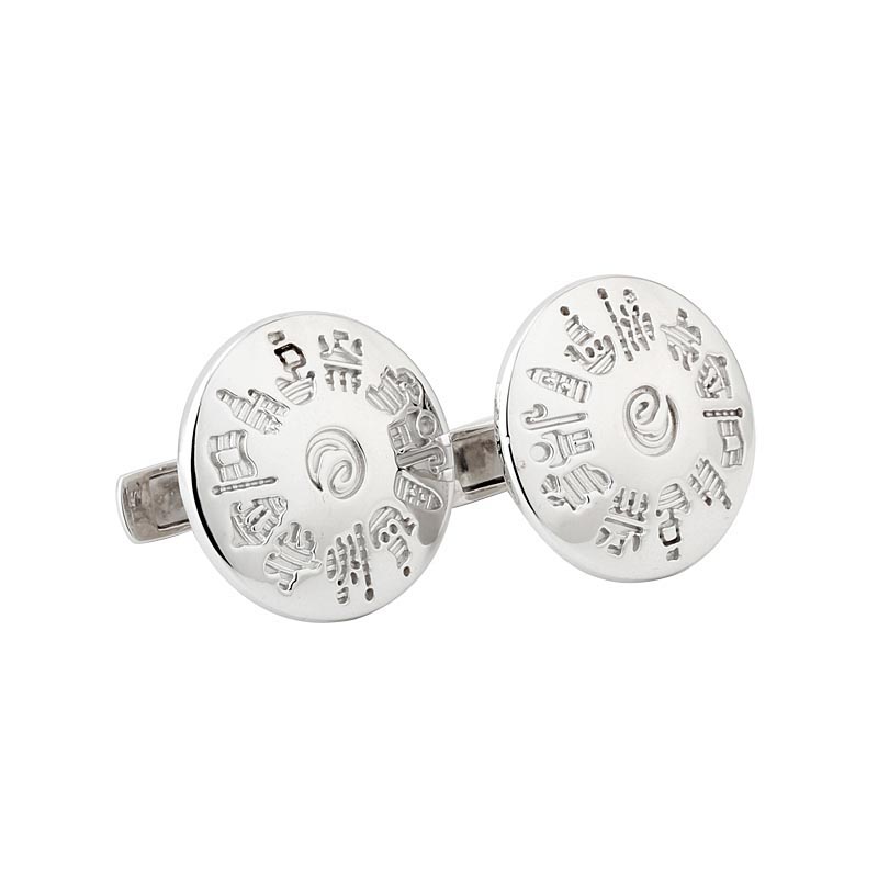 Product image for Irish Cufflinks - Sterling Silver History of Ireland Round Cufflinks