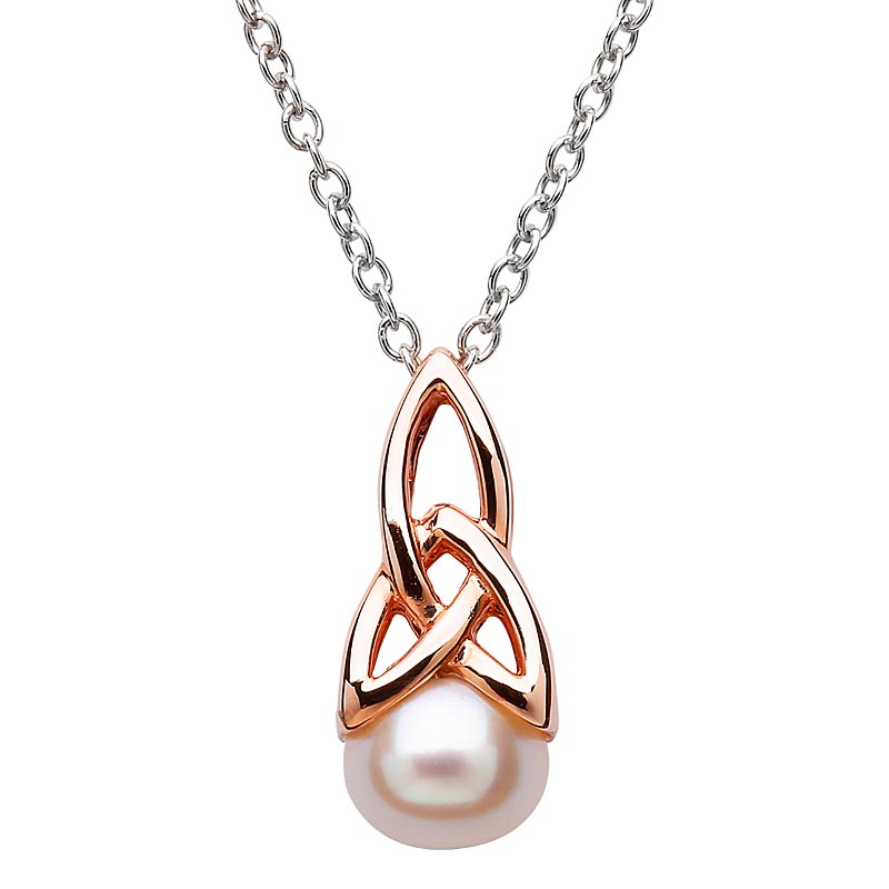 Product image for Celtic Pendant - Sterling Silver Celtic Pearl Rose Gold Plated Pendant