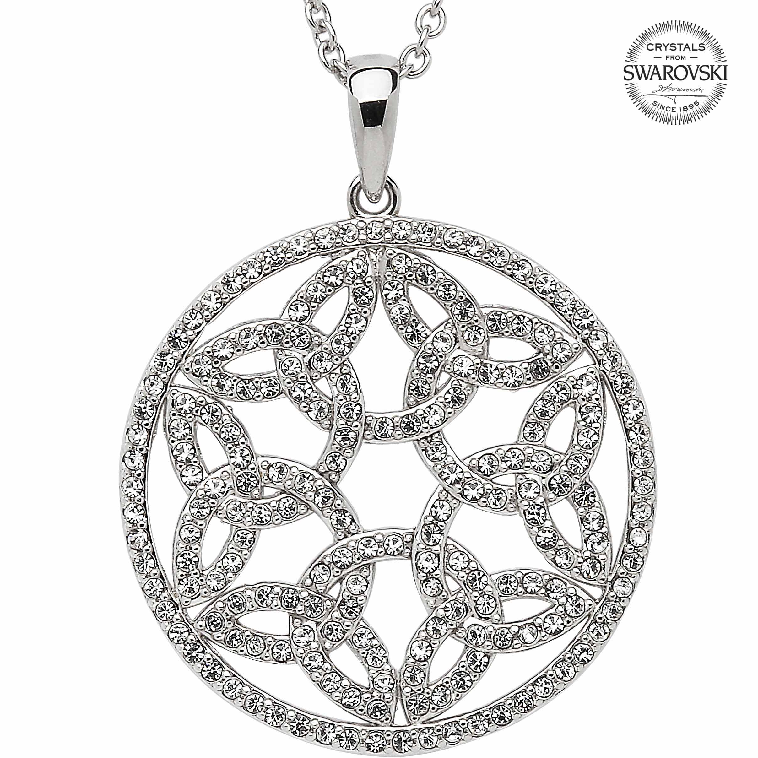 Trinity Knot Necklace Sterling Silver Trinity Knot Circle Pendant