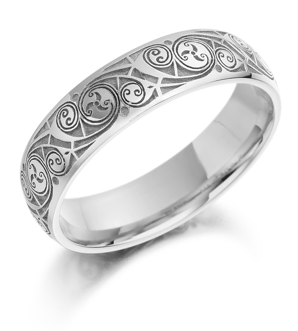 Product image for Celtic Wedding Ring - Ladies Gold Celtic Spiral Triskel Irish Wedding Band