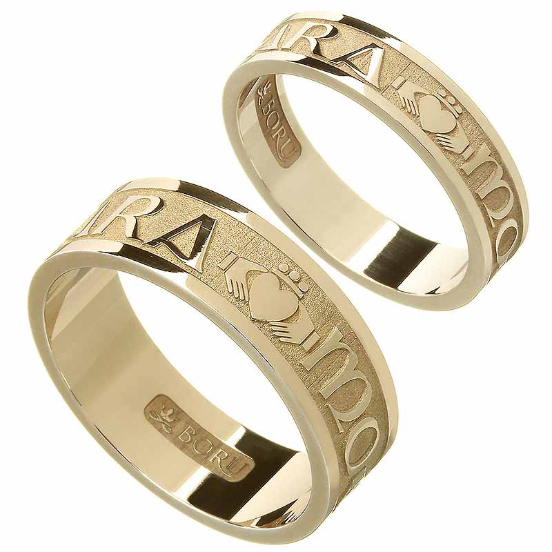 Irish Rings Yellow Gold Mo Anam Cara My Soul Mate Wedding Ring Set At Irishshop Com Acset