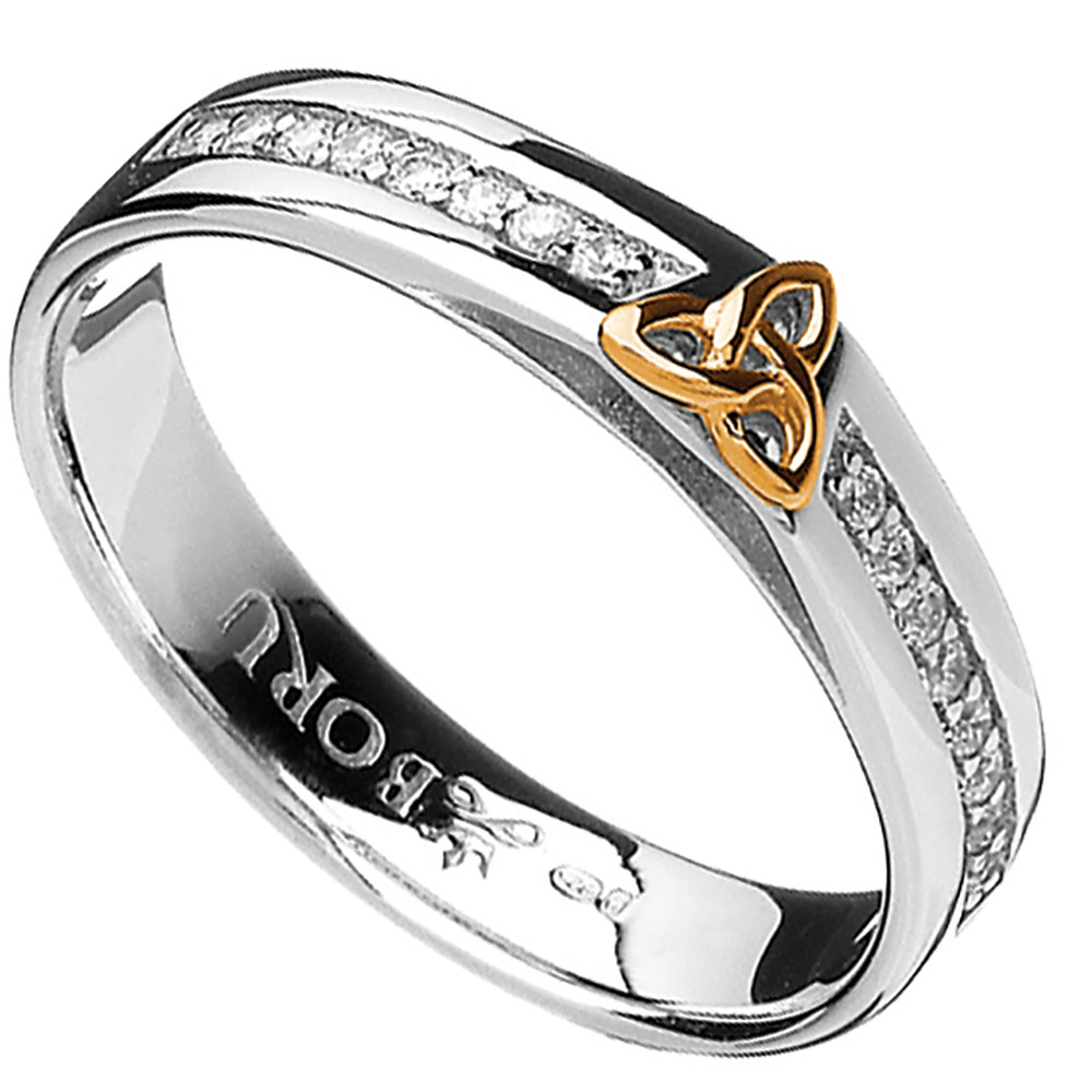 Product image for Irish Ring - 10k Trinity Knot CZ Narrow Band Irish Wedding Ring