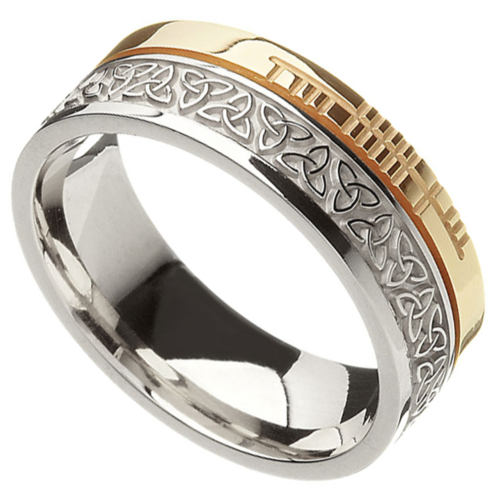  Celtic  Ring  10k Yellow Gold and Sterling Silver Comfort 