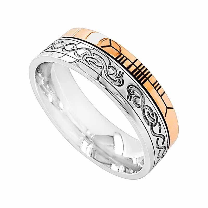 Product image for Irish Ring - 10k Yellow Gold and Sterling Silver Comfort Fit 'Faith' Le Cheile Design Celtic Band