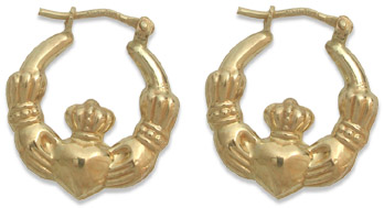 Product image for 10k Yellow Gold Claddagh Hoop Earrings