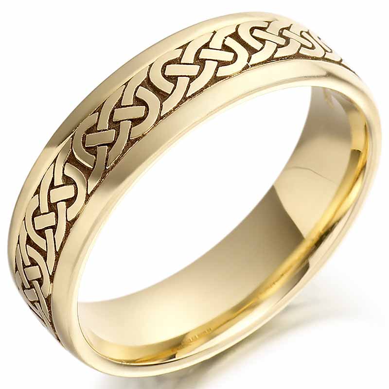 Irish Wedding Ring Mens Gold Celtic Knots Wedding Band