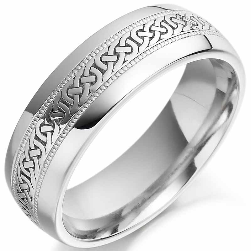 Product image for Irish Wedding Ring - Ladies Beaded Celtic Knot Gold Irish Wedding Band