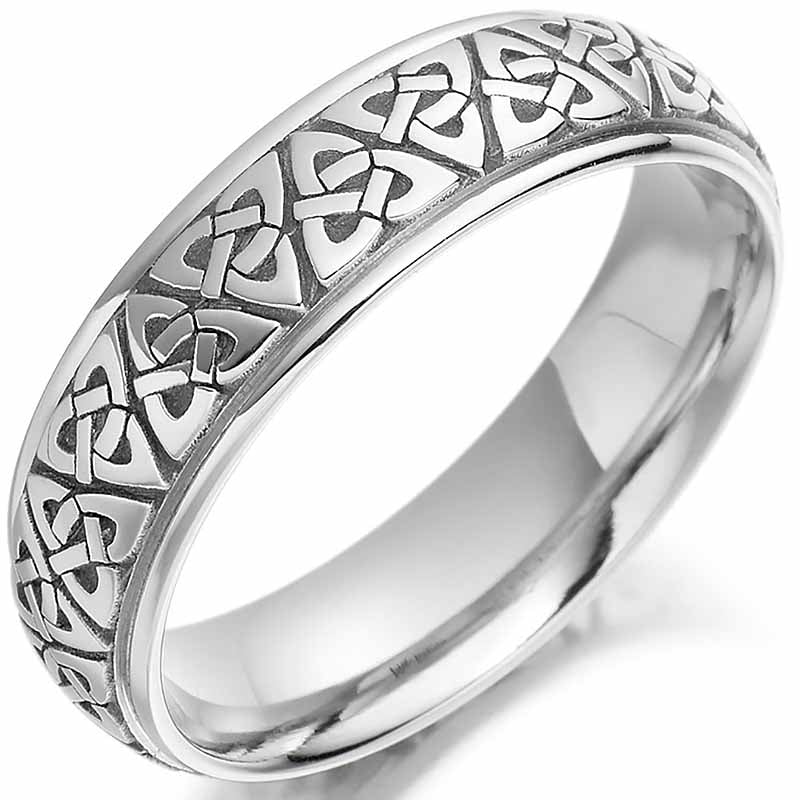 Product image for Irish Wedding Ring - Mens Gold Trinity Celtic Knot Wedding Band