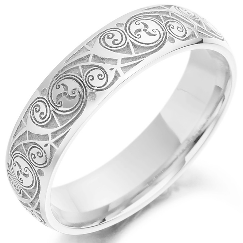 Product image for Celtic Wedding Ring - Mens Gold Celtic Spiral Triskel Irish Wedding Band