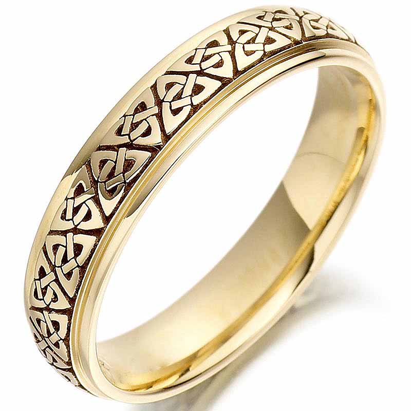 Product image for Irish Wedding Ring - Mens Gold Trinity Knot Celtic Wedding Band