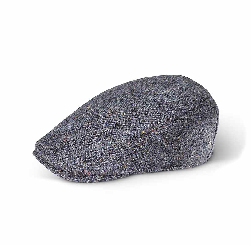 Product image for Irish Hat | Blue Herringbone Wool Donegal Tweed Cap