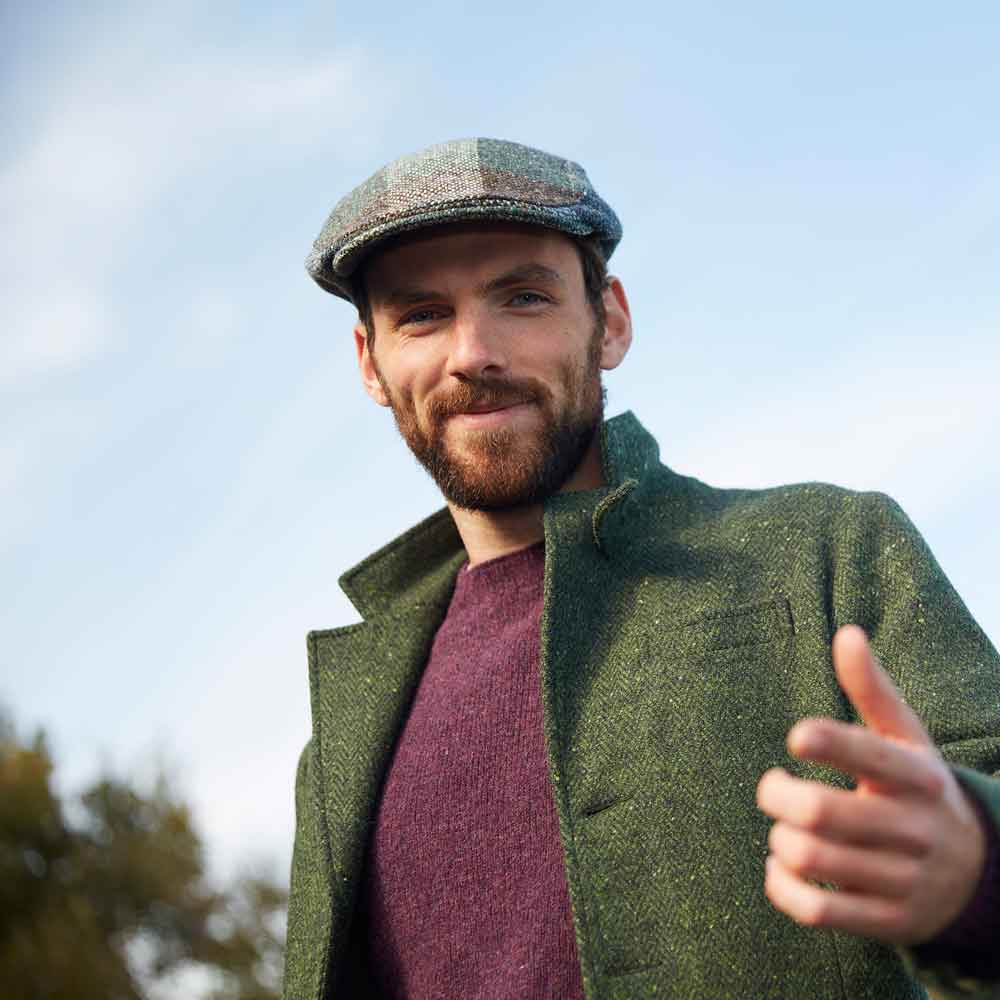Product image for Irish Hat | Green Check Donegal Tweed Cap